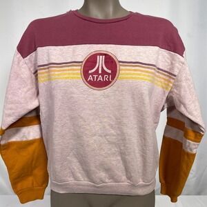 Atari Retro Color Block Red Pink Sweatshirt Women's MEDIUM